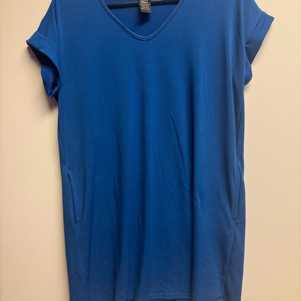 Elegant‎ Blue V-Neck Women's Tunic